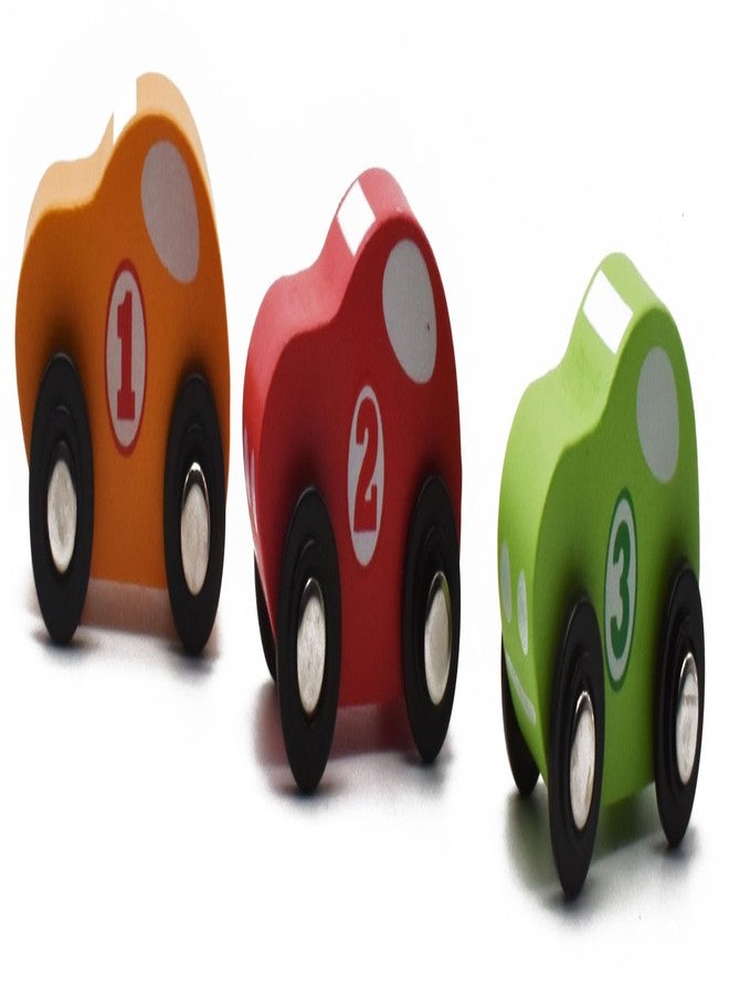 Justhandmade Pull Along Toy Number Cars for Kids with Wheels (Pack of 3) - Image 2